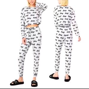 Juicy Couture Logo Cropped Top & Jogger PJ Set